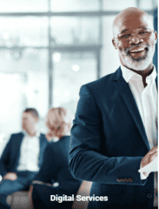 man smile about new business-- Digital services